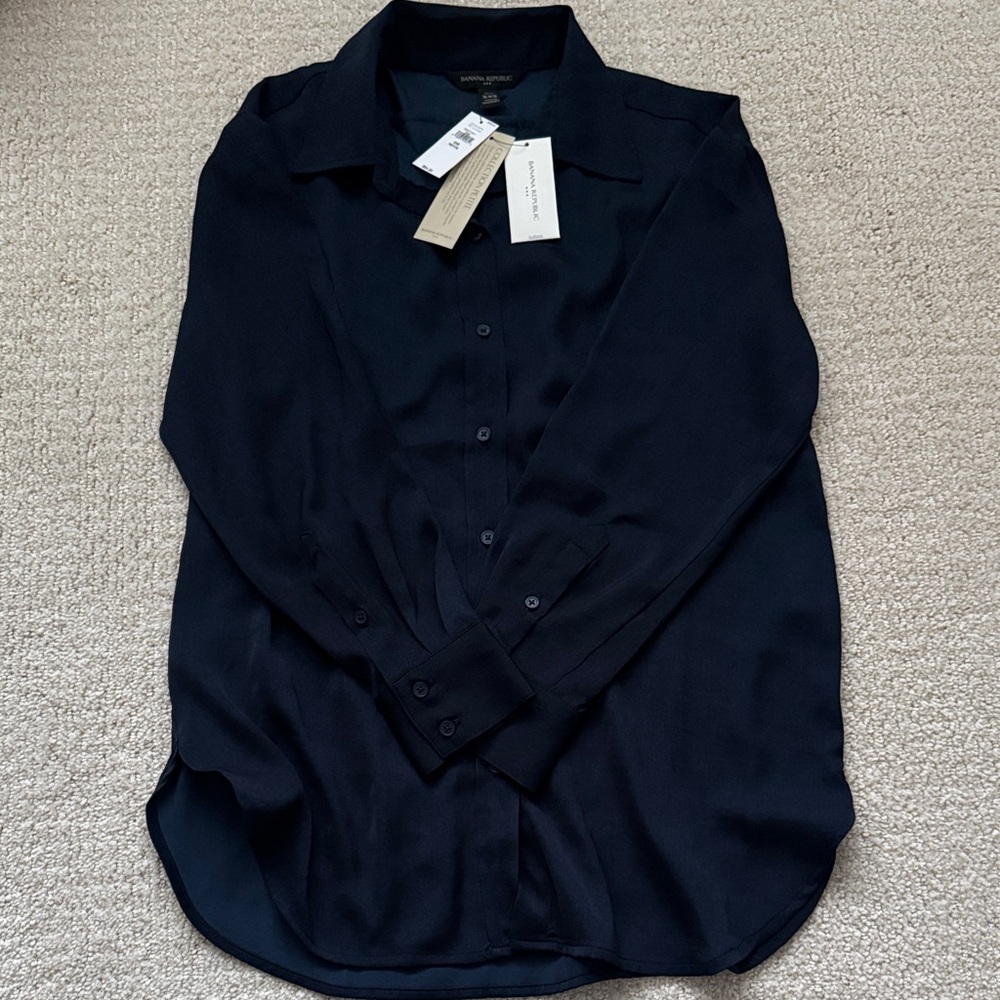NWT Banana Republic Oversized Matte Silk Utility Shirt